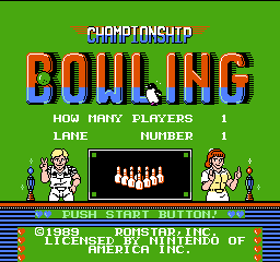 Championship Bowling title screen for Famicom
